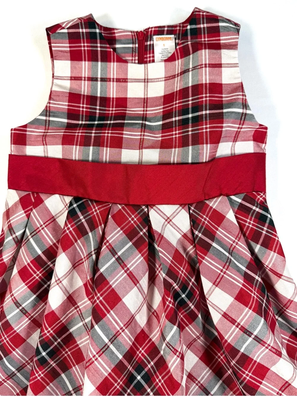 GYMBOREE Girls Holiday Cheer Plaid Tartan Party Dress 5 Christmas‎ Tulle Red Bow